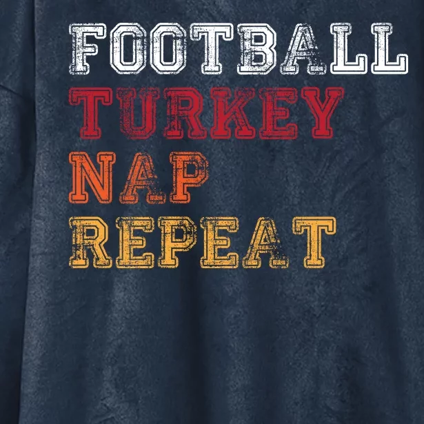 Thanksgiving Schedule Football Turkey Nap Repeat Hooded Wearable Blanket