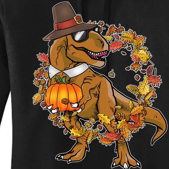 Thanksgiving T-Rex Pilgrim Women's Pullover Hoodie