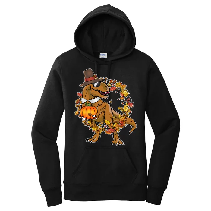 Thanksgiving T-Rex Pilgrim Women's Pullover Hoodie