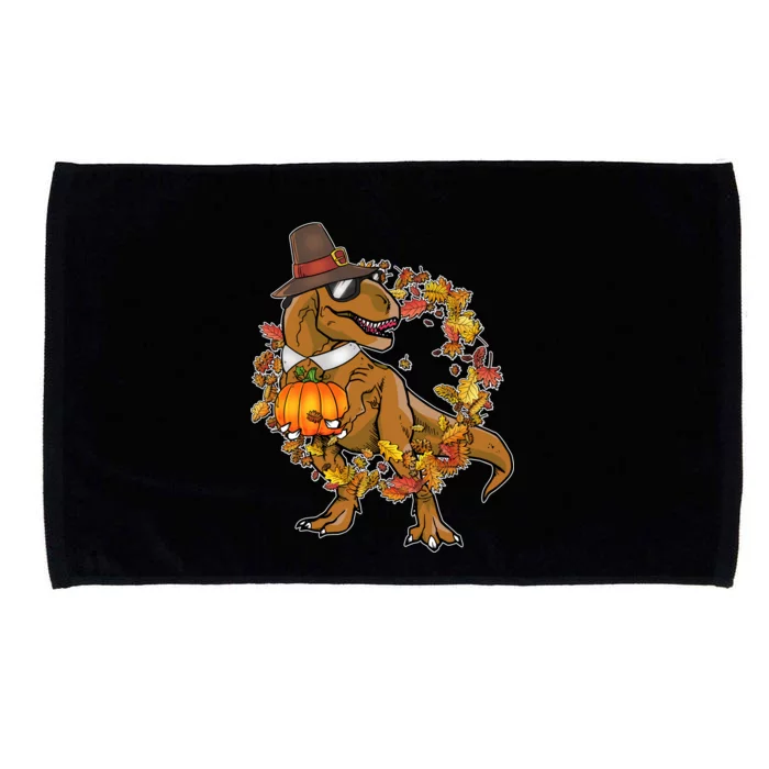 Thanksgiving T-Rex Pilgrim Microfiber Hand Towel