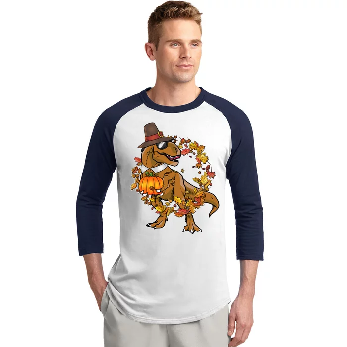 Thanksgiving T-Rex Pilgrim Baseball Sleeve Shirt