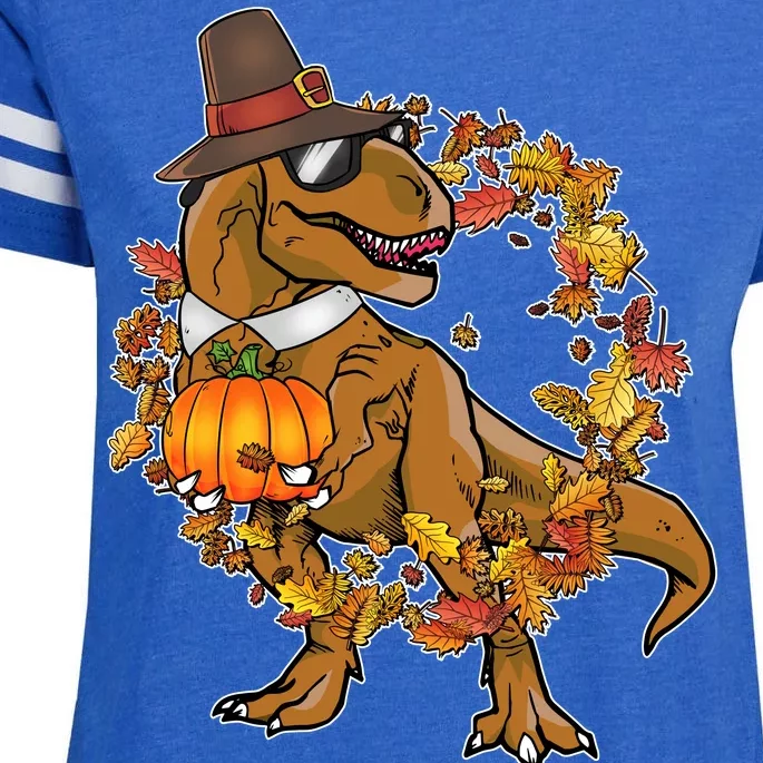 Thanksgiving T-Rex Pilgrim Enza Ladies Jersey Football T-Shirt