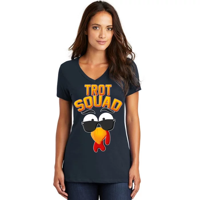 Thanksgiving Trot Squad Turkey Women's V-Neck T-Shirt