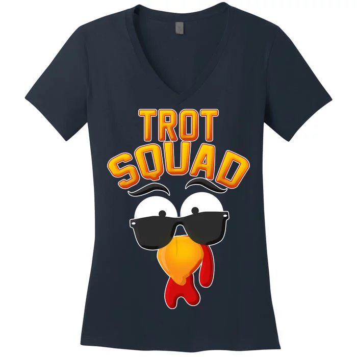 Thanksgiving Trot Squad Turkey Women's V-Neck T-Shirt