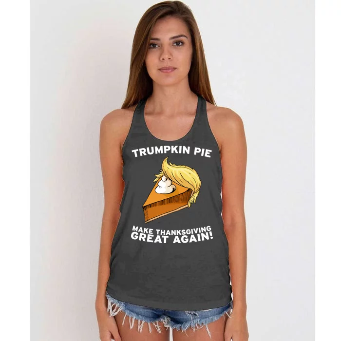 Thanksgiving Trumpkin Pie Women's Knotted Racerback Tank