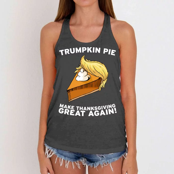 Thanksgiving Trumpkin Pie Women's Knotted Racerback Tank