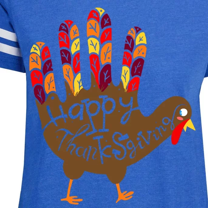 Thanksgiving Turkey Hand Enza Ladies Jersey Football T-Shirt