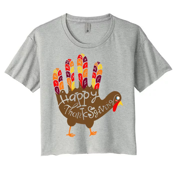 Thanksgiving Turkey Hand Women's Crop Top Tee