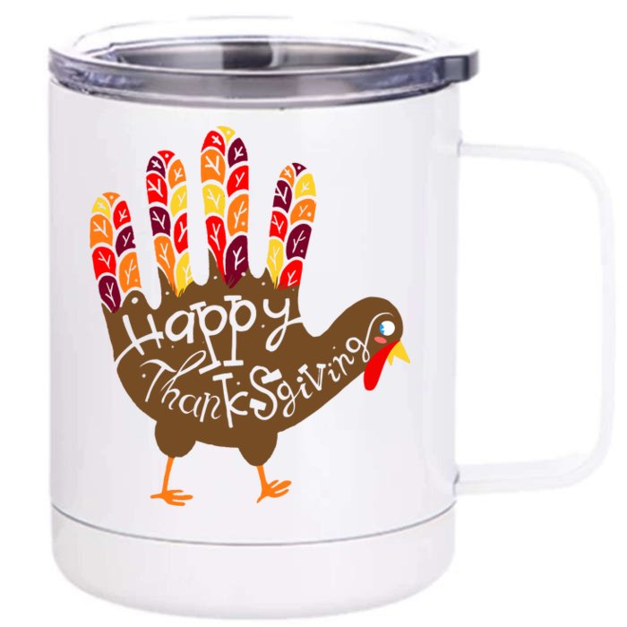 Thanksgiving Turkey Hand Front & Back 12oz Stainless Steel Tumbler Cup