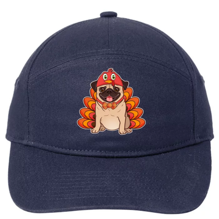 Thanksgiving Turkey Pug 7-Panel Snapback Hat