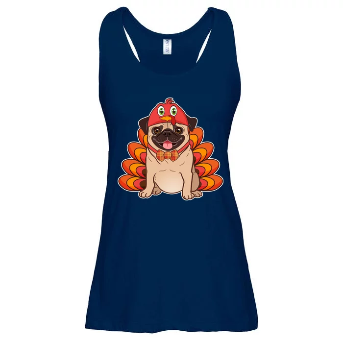 Thanksgiving Turkey Pug Ladies Essential Flowy Tank