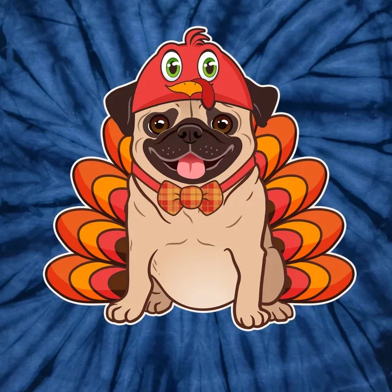 Thanksgiving Turkey Pug Tie-Dye T-Shirt