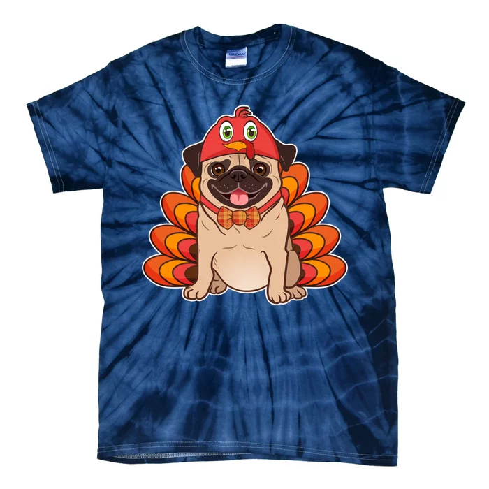 Thanksgiving Turkey Pug Tie-Dye T-Shirt