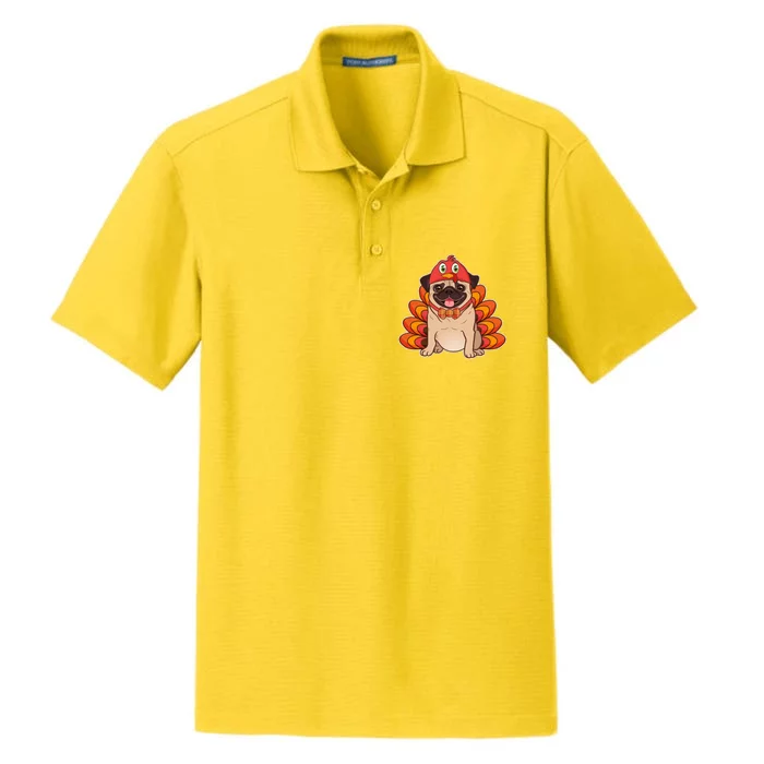 Thanksgiving Turkey Pug Dry Zone Grid Performance Polo