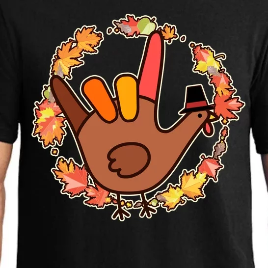 Thanksgiving Turkey Sign Language I Love You Pajama Set