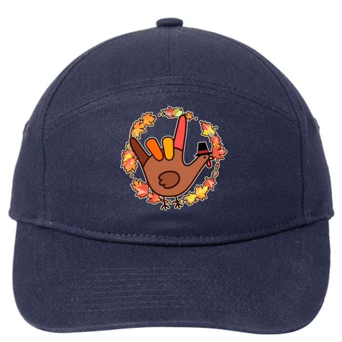 Thanksgiving Turkey Sign Language I Love You 7-Panel Snapback Hat