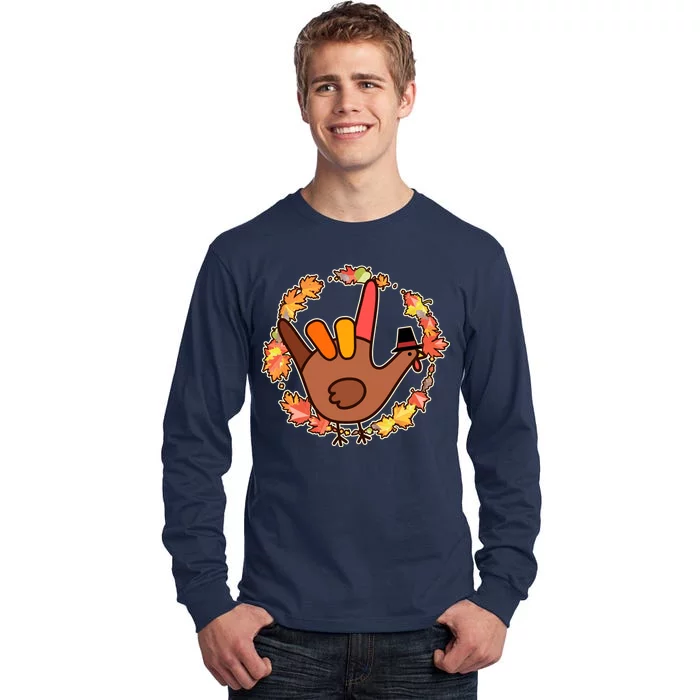 Thanksgiving Turkey Sign Language I Love You Tall Long Sleeve T-Shirt