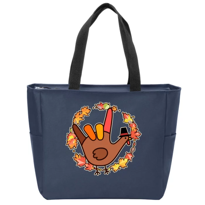 Thanksgiving Turkey Sign Language I Love You Zip Tote Bag