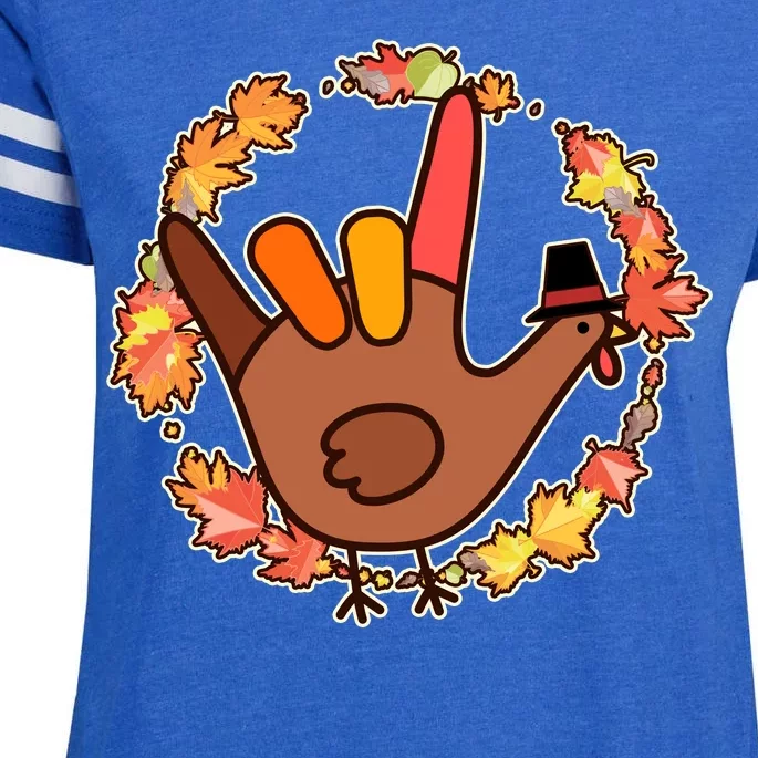 Thanksgiving Turkey Sign Language I Love You Enza Ladies Jersey Football T-Shirt