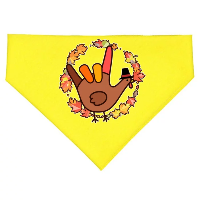 Thanksgiving Turkey Sign Language I Love You USA-Made Doggie Bandana