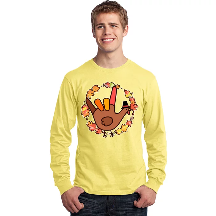 Thanksgiving Turkey Sign Language I Love You Long Sleeve Shirt