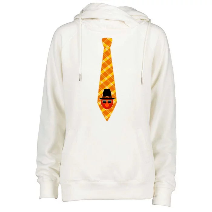 Thanksgiving Turkey Tie Womens Funnel Neck Pullover Hood