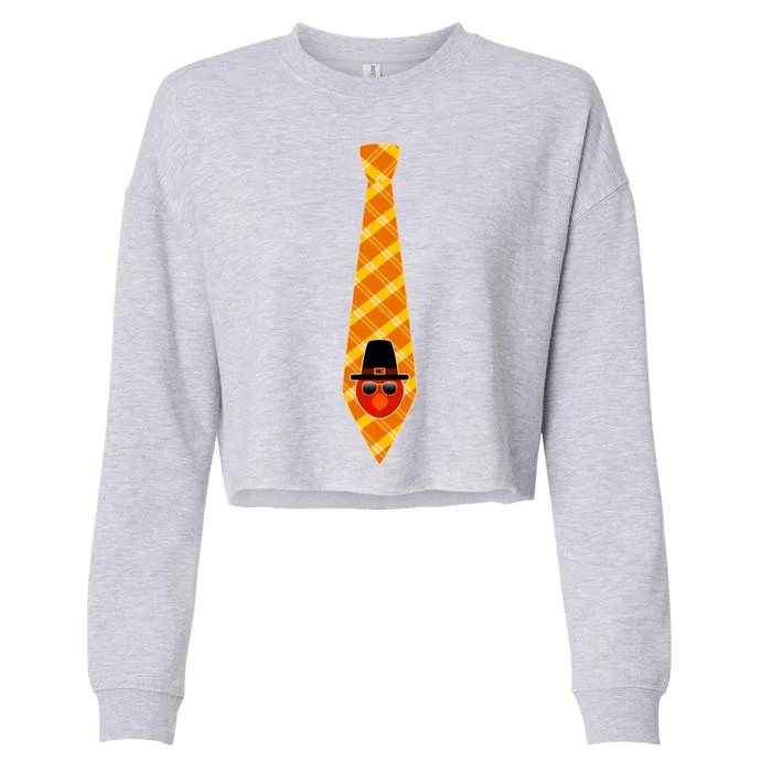 Thanksgiving Turkey Tie Cropped Pullover Crew