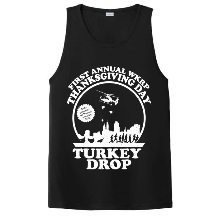 Thanksgiving WKRP Turkey Drop Performance Tank