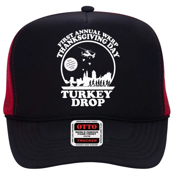 Thanksgiving WKRP Turkey Drop High Crown Mesh Trucker Hat