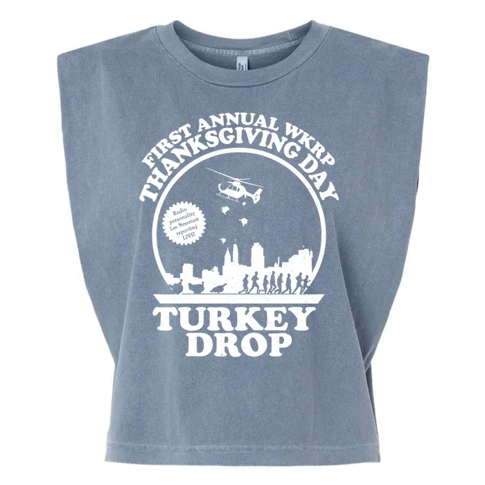 Thanksgiving WKRP Turkey Drop Garment-Dyed Women's Muscle Tee