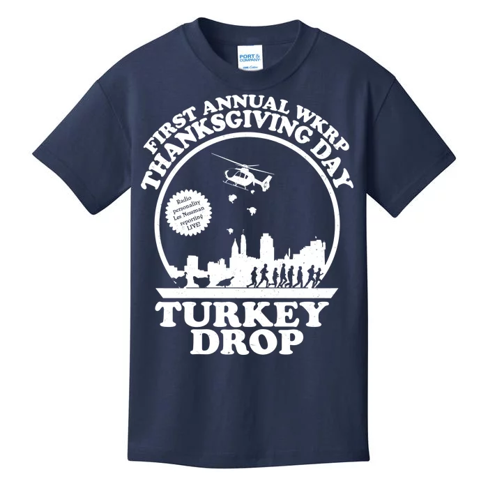 Thanksgiving WKRP Turkey Drop Kids T-Shirt