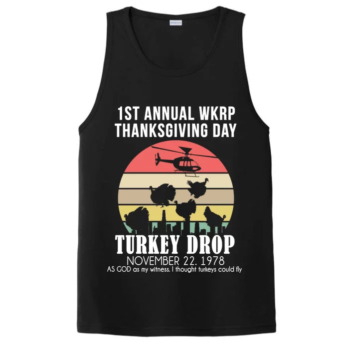 Thanksgiving WKRP Turkey's Drop Performance Tank