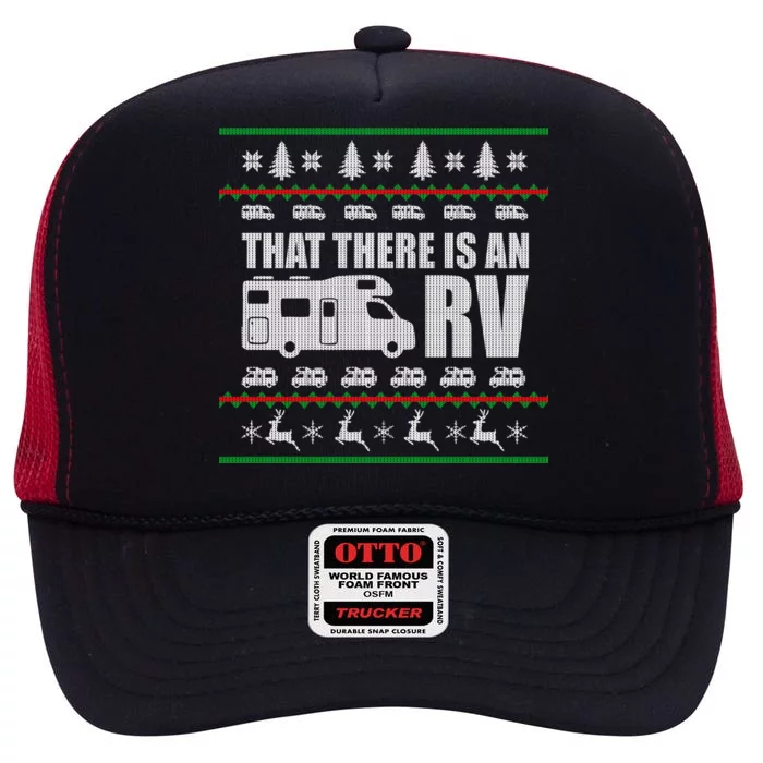 That There Is An RV Ugly Christmas High Crown Mesh Trucker Hat