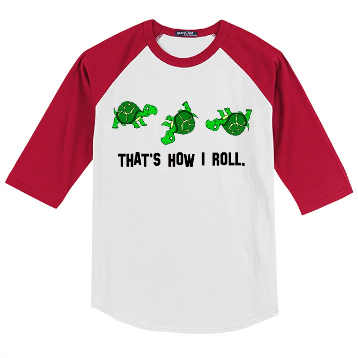 That's How I Roll Turtle Kids Colorblock Raglan Jersey