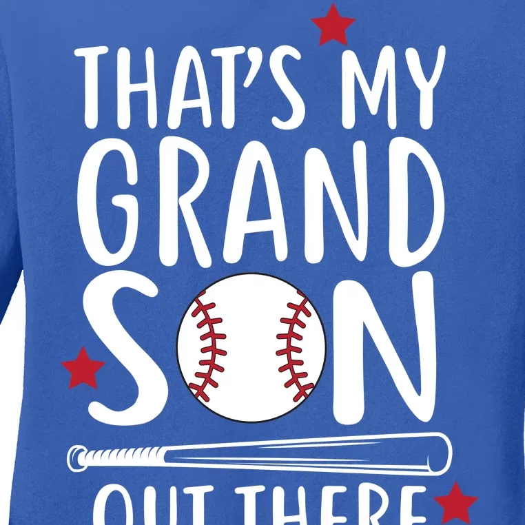 That's My Grandson Out There Ladies Long Sleeve Shirt