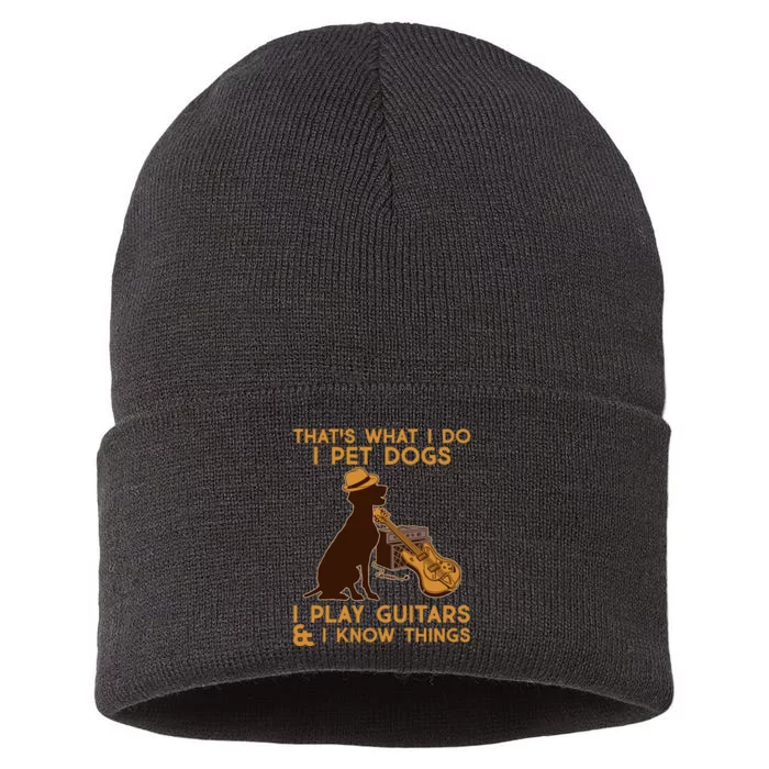 That's What I Do I Pet Dogs I Play Guitars and I Know Things Music Sustainable Knit Beanie