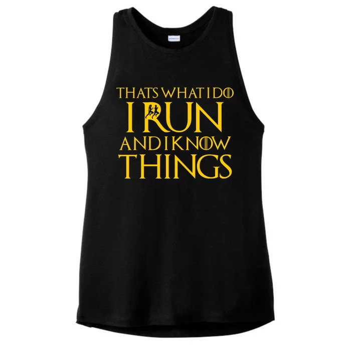 That's What I Do I Run and I Know Things Funny Running Ladies Tri-Blend Wicking Tank