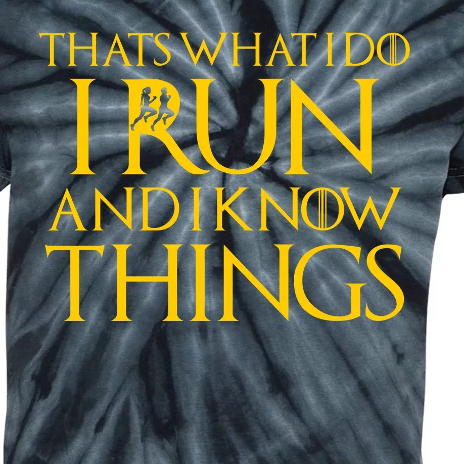 That's What I Do I Run and I Know Things Funny Running Kids Tie-Dye T-Shirt