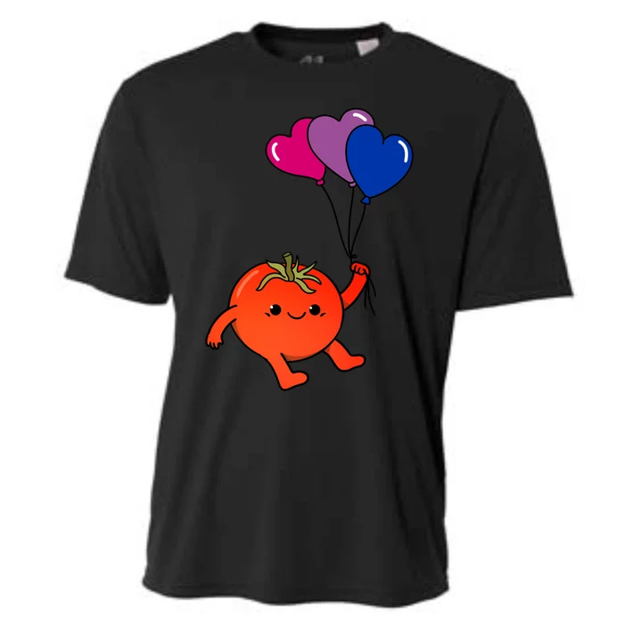 Tomato Heart Balloon Bisexual Pride Gift Cooling Performance Crew T-Shirt