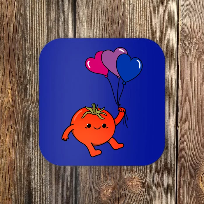 Tomato Heart Balloon Bisexual Pride Gift Coaster