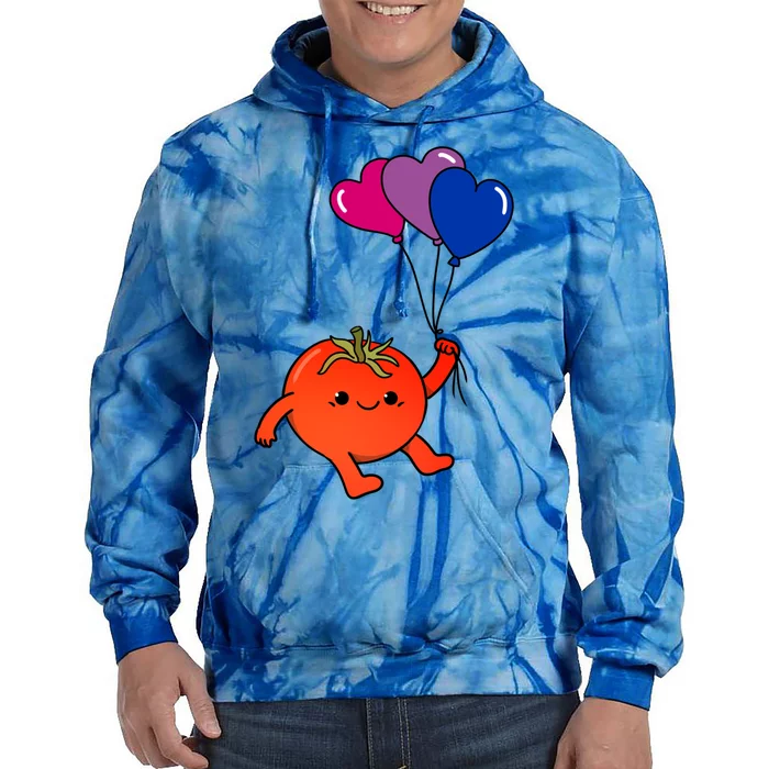 Tomato Heart Balloon Bisexual Pride Gift Tie Dye Hoodie