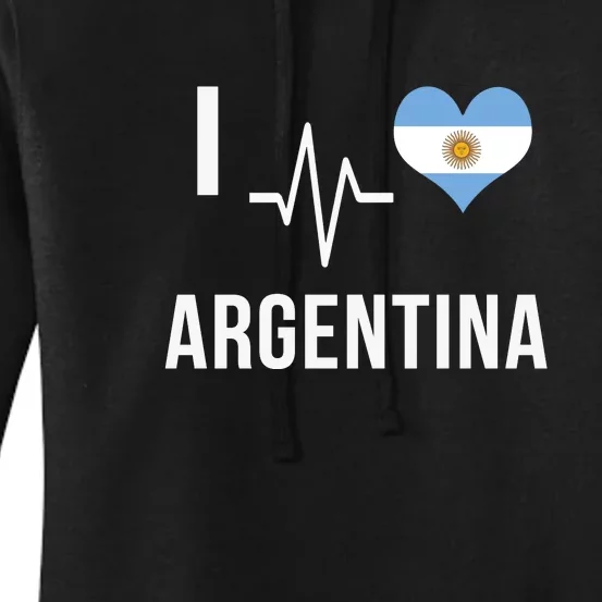 The Heart Beat Of Argentina | I Love Argentina Flag Argentina Women's Pullover Hoodie