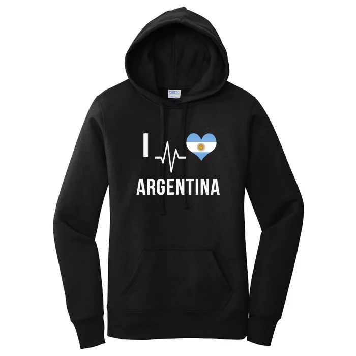 The Heart Beat Of Argentina | I Love Argentina Flag Argentina Women's Pullover Hoodie