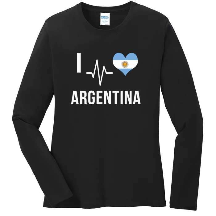 The Heart Beat Of Argentina | I Love Argentina Flag Argentina Ladies Long Sleeve Shirt