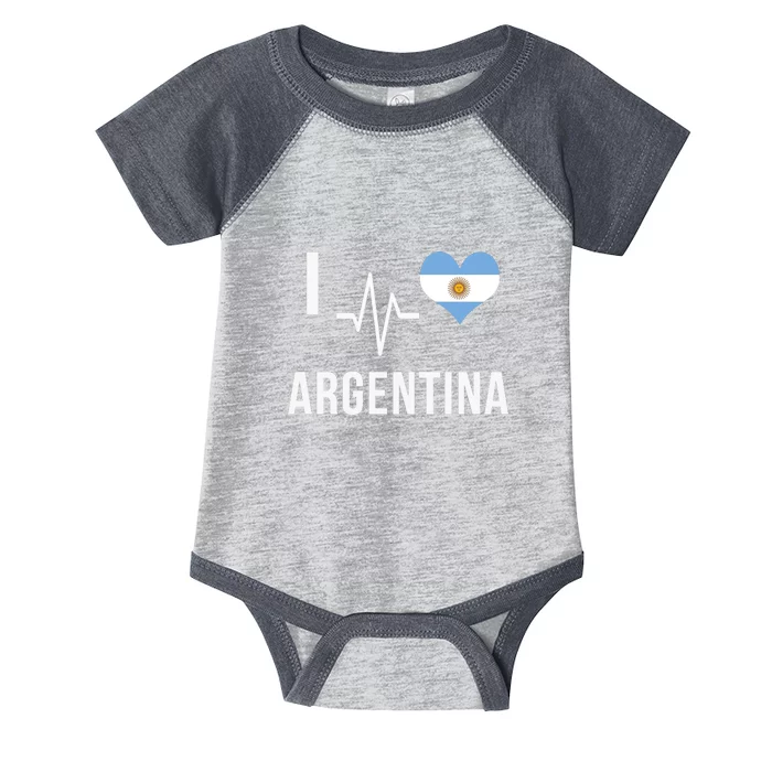 The Heart Beat Of Argentina | I Love Argentina Flag Argentina Infant Baby Jersey Bodysuit