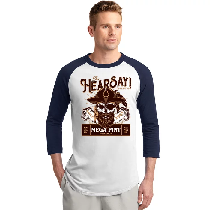 The Hearsay Brewing Mega Pint Objection Baseball Sleeve Shirt