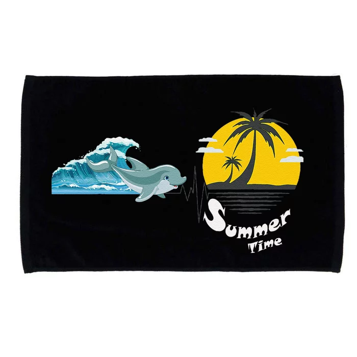 Tropical Heartbeat Beach Trees Dolphin Summer Microfiber Hand Towel