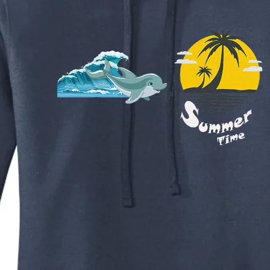 Tropical Heartbeat Beach Trees Dolphin Summer Women's Pullover Hoodie