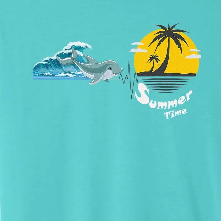 Tropical Heartbeat Beach Trees Dolphin Summer ChromaSoft Performance T-Shirt