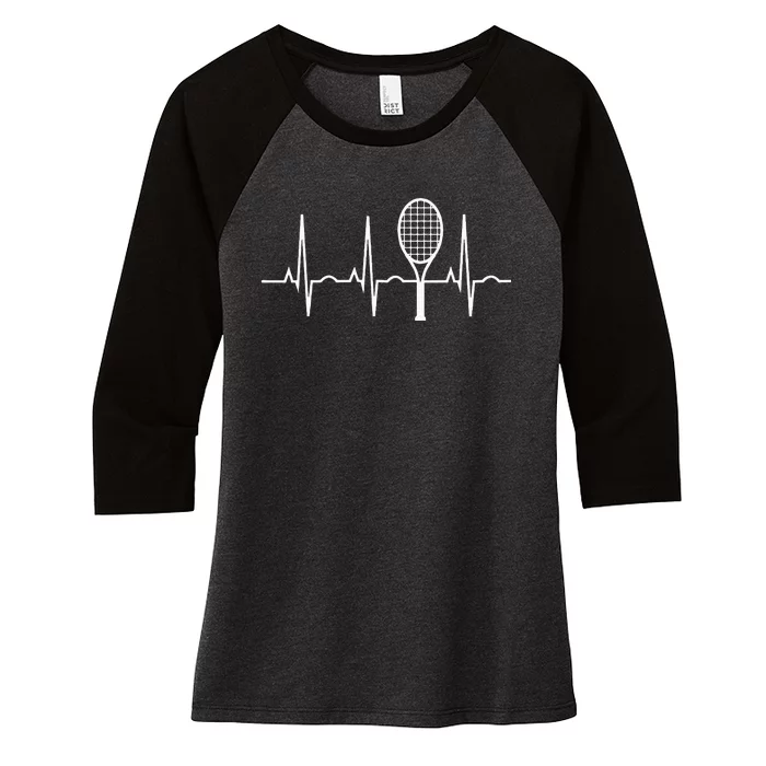 Tennis Heartbeat Best Tennis Gift Tee For Players Fans Women's Tri-Blend 3/4-Sleeve Raglan Shirt